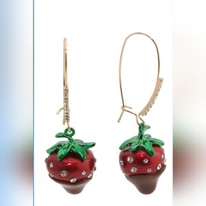Betsey Johnson Love Spell Chocolate Dipped Strawberry Dangle Earrings!